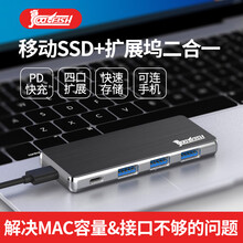 cool-fish固态移动硬盘typec扩展器苹果MAC外接移动sdd扩展接口键盘鼠标PD快充拓展坞 【标配版】黑色 256G
