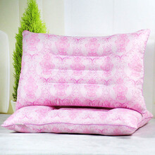 一对装枕头枕芯双人家用定型睡眠保护颈椎枕低单人硬薄整头 护颈枕印花粉 【一对装】