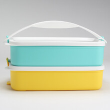 特百惠（Tupperware） 特百惠保鲜盒可丽便携组合饭盒午餐盒野餐便当盒带提手密封保鲜 可丽便携饭盒蓝黄2件套