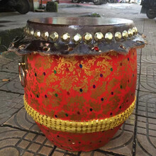 儿童醒狮鼓舞狮鼓6寸牛皮小鼓幼儿园小孩舞狮子玩具佛山狮鼓锣鼓8 10寸红色( 鼓面直径33厘米)