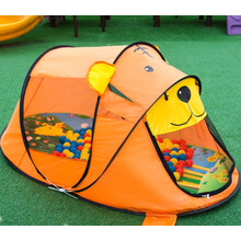 秒开儿童帐篷男孩室内户外帐篷便携式折叠游戏屋宝宝女孩睡觉蚊帐 咖色小熊+海绵爬行垫