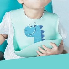 京东超市	
马博士 吃饭围兜婴儿硅胶围嘴宝宝饭兜儿童防水罩衣  蓝恐龙