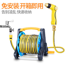 志通洗车水枪套装 家用冲刷汽车高压器灌溉浇花园艺清洁收纳架工具水管软管泡沫喷壶洗车神器 铜头黄色调控枪+卷管架 20米水管套装