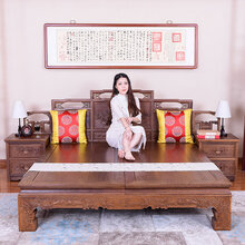 鸿韵天成红木家具非洲鸡翅木（学名：非洲崖豆木）高低床实木新中式双人床古典大床 高低床 1800mm*2000mm  框架结构