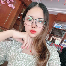 ZZE钨碳塑钢眼镜架女款超轻圆框防蓝光防辐射眼镜框全框时尚复古眼镜架近视远视老花护目镜H66070 黑枪色 防蓝光1.61非球面镜片0-800度(备注度数)