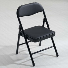 儿童折叠椅子家用幼儿园靠背椅可爱卡通写字吃饭凳子便携餐椅 全黑(坐高28CM)