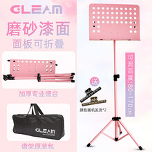 谱架吉他乐谱架便携式升降家用可折叠琴谱架子鼓古筝曲谱歌谱 【1.7米折叠谱面】粉色谱架+原装包+乐谱夹*2