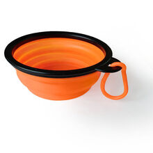 宠物碗不锈钢猫狗碗打不翻狗碗食盆单碗饭碗水盆小大型犬狗狗用品 便携宠物碗(橙色折叠款)