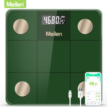【次日达】Meilen美乐电子秤人体称重家用精准电子称减肥健康秤成人体重计蓝牙体脂秤体质脂肪称体重秤 墨绿色