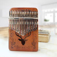 拇指琴儿童生日礼品五指琴17音手指琴kalimba初学木质乐器礼物 桃花芯复古驯鹿款送全套礼包
