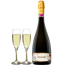 超市	意大利进口气泡酒阿斯蒂产区阿曼达柯蒂斯果味白葡萄酒9.5%vol甜起泡酒配2香槟杯 单支装+2香槟杯