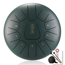 hluru鲁儒空灵鼓10寸11音色空鼓琴手碟打击乐器专业级莲花鼓初学者手敲琴禅教乐器 10寸11音石绿色【教学视频+全套礼品】