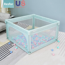 Resfor婴儿围栏 宝宝游戏围栏 室内婴儿爬爬垫围栏儿童爬行垫防护栏家用安全防摔学步栅栏游乐园 绿色（内径120*120CM）