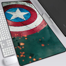 画尚 漫威美国上尉美国队长鼠标垫超大号动漫游戏键盘垫网吧咖加厚桌垫子 粉红色 K款图案 300x800mm  4mm