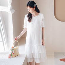 米度丽 孕妇连衣裙夏装夏天裙子超仙过膝长裙夏季宽松洋气网红潮妈孕妇装 白色 M