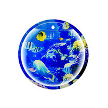 创意水族箱亚克力壁挂式鱼缸迷你小型造景水族缸水培植物小金鱼缸 圆形150mm海底