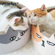 Misspet 猫抓板猫头猫窝 猫抓板磨爪猫玩具 猫咪用品大号瓦楞纸 灰色猫咪 猫抓板窝