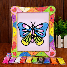 抖音同款ins珍珠泥儿童diy手工制作雪花泥粘土画公主填充画板涂色颜料涂鸦画益婴玩具雪花泥 方框-蝴蝶