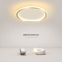 VVS美学灯 过道灯简约现代超薄圆形走廊玄关门厅入户led吸顶灯轻奢阳台灯具 金框直径24*5cm 三色变光