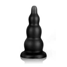 诱生活 特大后庭肛塞 特长拉珠棒男用女用自玩器 加大长仿真阳具款肛塞男女情趣用品 铁塔肛塞黑色S+200ML 润滑油