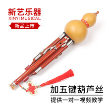 新艺乐器九孔加5键葫芦丝演奏型C/降B调宽音域乐器可吹高音1和2 加五键降B调 (天然葫芦款)