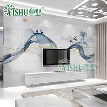 微晶石电视背景墙砖 人造大理石材大板客厅艺术定制影视墙装饰 轻奢大气新中式意境瓷砖高温岩板高晶大板 定制画芯：高温亮光岩板大板 /0.1平方米