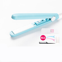 叁活 迷你夹板女便携式直卷两用卷发棒迷小型拉直板夹刘海男士头发直发 月光蓝+隔热罩