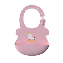 【COROU】可心柔婴儿吃饭宝宝辅食3D立体防水硅胶围兜口水兜 粉红色