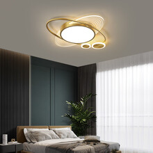 VVS美学灯 2021新款全铜卧室轻奢吸顶灯简约现代风格灯具温馨浪漫led房间创意灯 铜本色 直径62*5CM三色变光