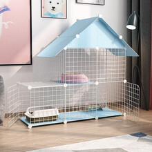 蔻丝双层猫笼子猫别墅带屋檐猫舍猫窝猫咪用品大号兔笼蓝色款