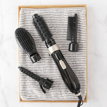 匹奇韩国电吹风直发卷发内扣蓬松家用梳子式吹梳一体多功能造型吹风机 黑色