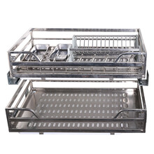 樱花同款304抽屉橱柜不锈钢方管双层拉篮调味碗碟拉篮配阻尼拉篮（定制商品不含运费请咨询在线客服） 202材质800柜双接水盘