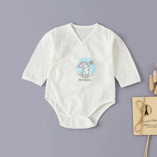 人之初婴儿包屁衣新生儿宝宝衣服春秋季连体衣纯棉薄款三角哈衣爬服秋装 蓝色 59cm