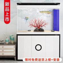 森森 鱼缸水族箱 客厅热弯玻璃鱼缸底滤大型生态金鱼缸 0.8米长42cm宽热弯鱼缸（爵士白）