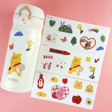 Bolikin 少女心手帐创意贴纸可爱水杯保温杯防水无痕杯子韩国pvc卡通贴画手机笔记本DIY装饰 熊和兔日常 36枚