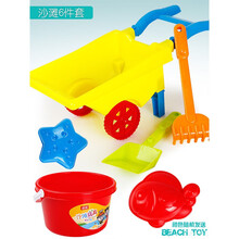 儿童沙滩玩具套装海边城堡沙漏铲子和桶宝宝玩沙子挖沙决明子工具玩雪玩具 沙滩推车6件套