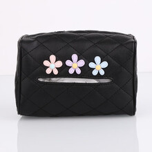 车载抽纸盒创意汽车车内餐巾纸盒车用挂式遮阳板扶手箱车用纸巾盒 三朵小花