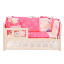 伊萨实木狗床 宠物床木质狗窝猫床四季通用公主可拆洗小型中型大型犬猫咪泰迪离地宠物床猫窝 粉色-豪华款 L(96*56cm)建议60斤以内