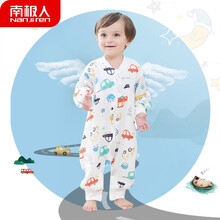 南极人 婴儿睡袋宝宝四季款可拆袖睡袋儿童分腿睡袋前4后2防踢被全棉纱布 卡通汽车 90cm