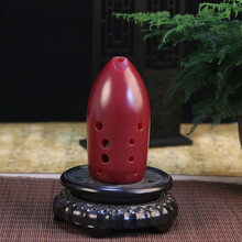 楚吟 有机玉埙笔筒埙十孔双腔乐器初学者入门学生成人男女树脂勋 酒红色树脂埙F+书+锦盒