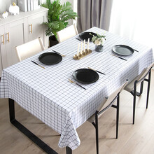 QUATREFOIL防水桌布 防油餐桌布免洗餐桌垫台布 135×180cm白色格