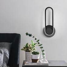 VVS美学灯 现代简约可旋转过道墙客厅背景墙壁灯具壁灯卧室床头led灯楼梯 黑色12*30*7CM三色变色