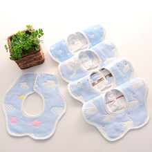 楚歌质优品新生宝宝吐奶巾360度旋转口水兜围嘴小孩口水巾纯棉纱布婴儿围兜 5条装男宝