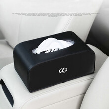 车用纸巾盒套座式汽车内饰车载纸巾盒抽纸盒纸抽盒套 高档创意家车两用餐巾纸盒皮质 雷克萨斯标黑色纸巾盒