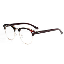 网红大框平光镜女防辐射男复古韩版潮半框眼镜框架电脑护目镜 茶色金框