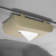 车载纸巾盒挂式遮阳板汽车用品天窗抽纸盒多功能创意座式纸巾盒 米色 起亚标