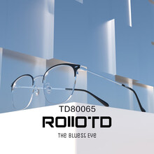 ROLLOTD光学近视眼镜男女眼镜框眼镜架防蓝光防辐射复古文艺轻质防滑小脸圆脸平光可配度数 C2黑银色 免费配镜 数码防蓝光镜片丨平光