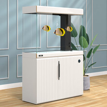 德克鱼缸水族箱客厅中小型底过滤超白玻璃生态家用免换水金斗鱼缸底过滤 砂砾白 墙缸长80*宽36*高75cm高/71cm柜高