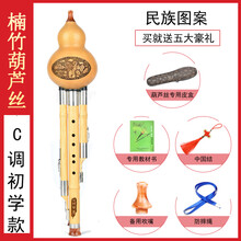 葫芦丝乐器初学者c调降b调儿童小学生入门演奏成人男女自学 楠竹初学款C调(民族图案)全套