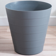 潮東潮西 垃圾桶 竹节圆形垃圾桶 无盖创意塑料办公室家用垃圾篓